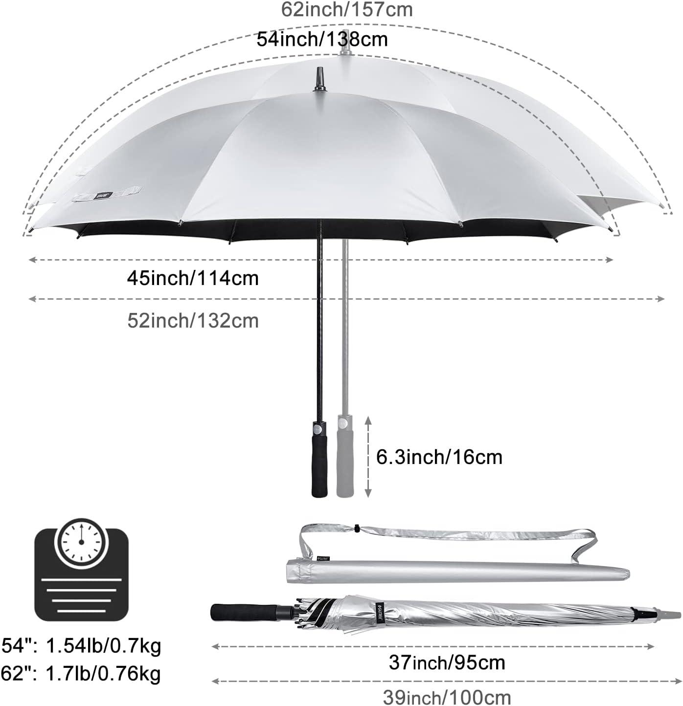 imageG4Free 5462 Inch Windproof UV Protection Golf Umbrella Extra Large Silver Coated Automatic Open Stick Long UmbrellaSilverBlack