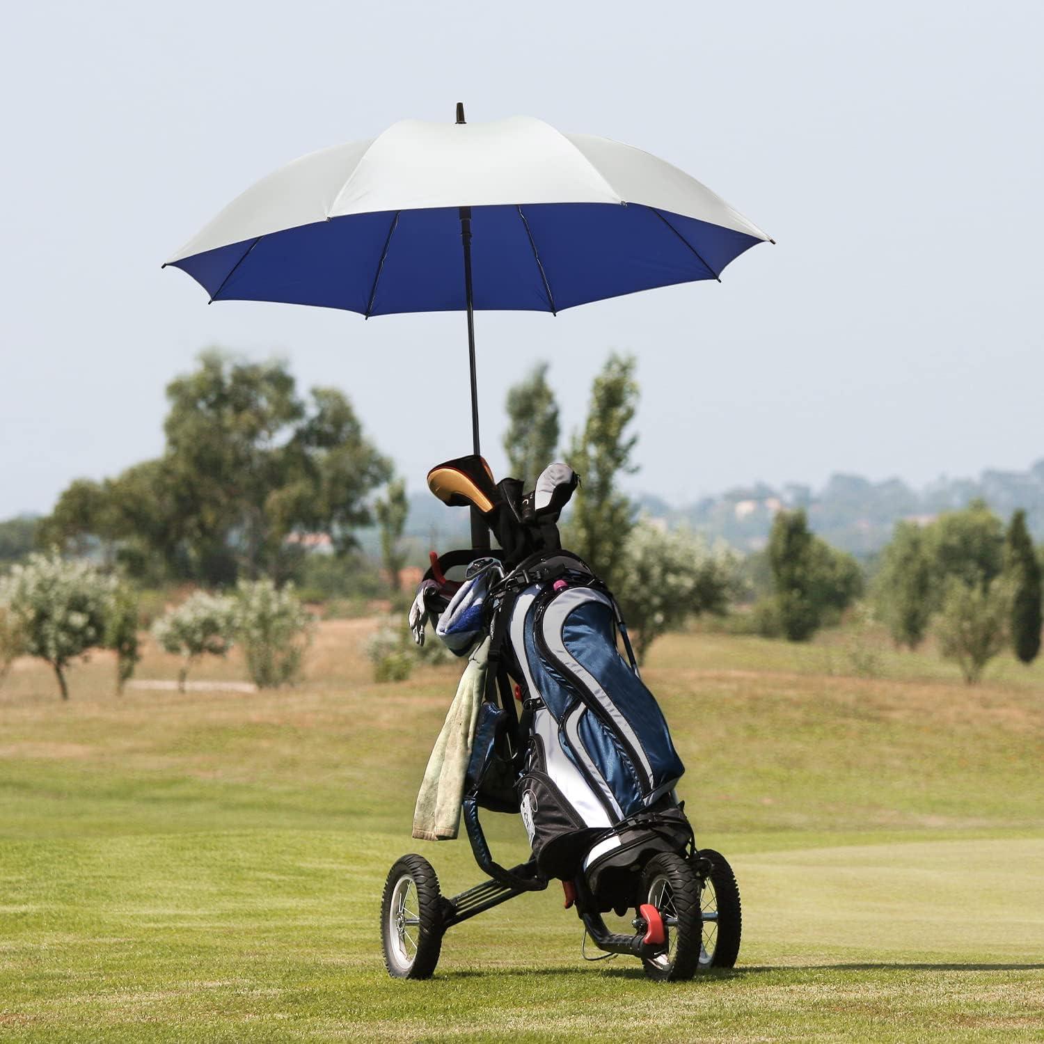 imageG4Free 5462 Inch Windproof UV Protection Golf Umbrella Extra Large Silver Coated Automatic Open Stick Long UmbrellaSilverBlue