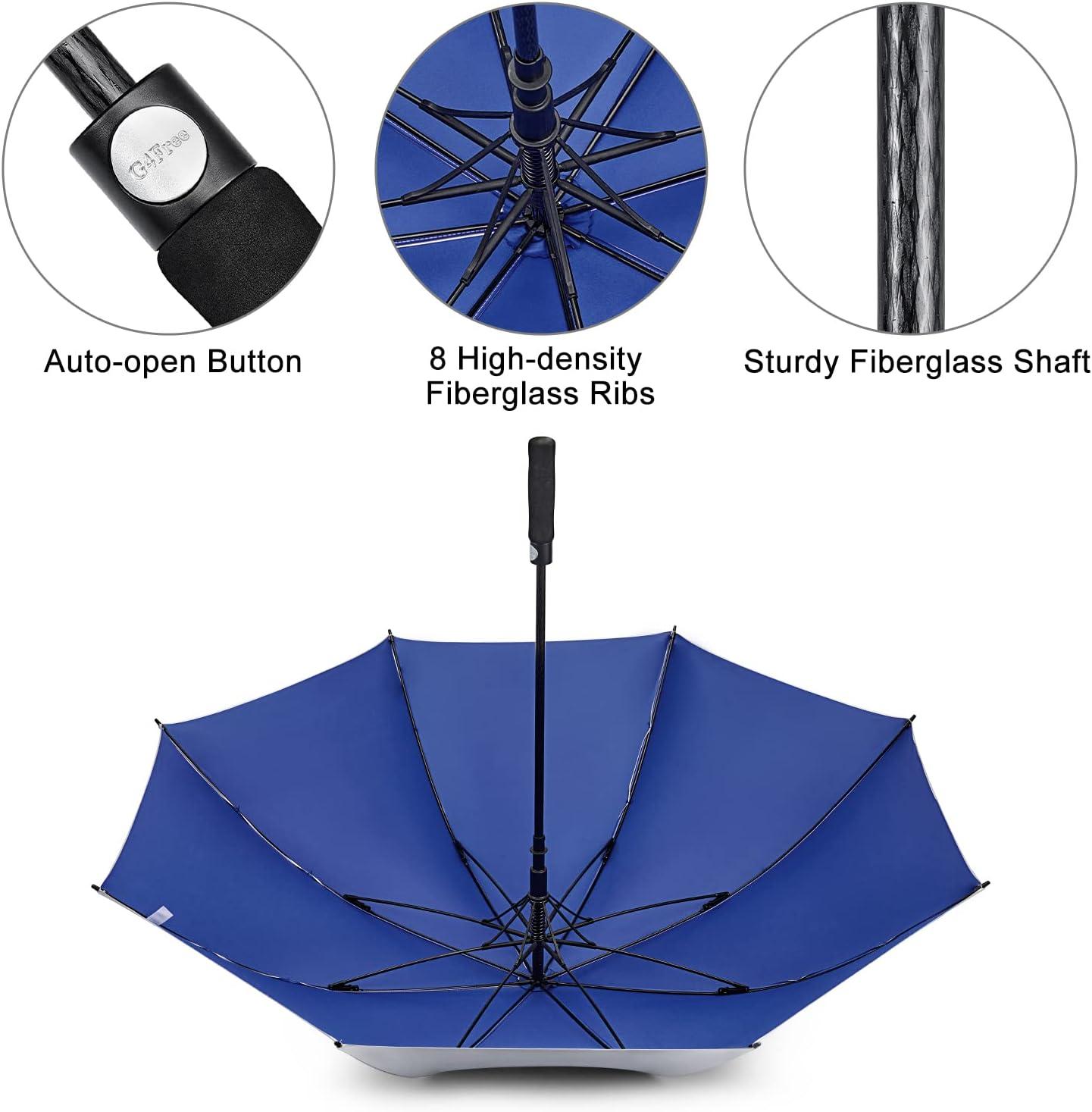 imageG4Free 5462 Inch Windproof UV Protection Golf Umbrella Extra Large Silver Coated Automatic Open Stick Long UmbrellaSilverBlue