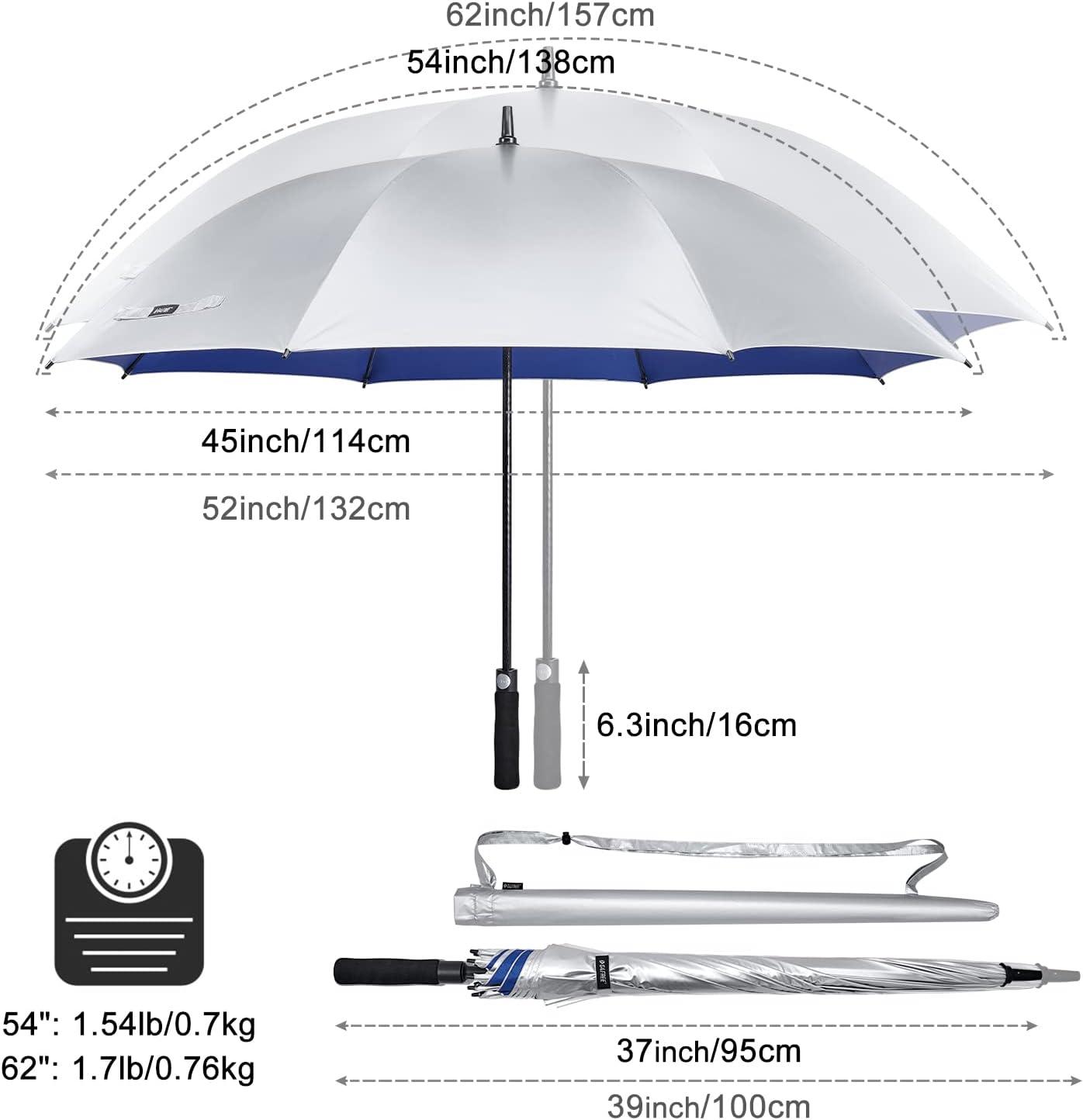 imageG4Free 5462 Inch Windproof UV Protection Golf Umbrella Extra Large Silver Coated Automatic Open Stick Long UmbrellaSilverBlue