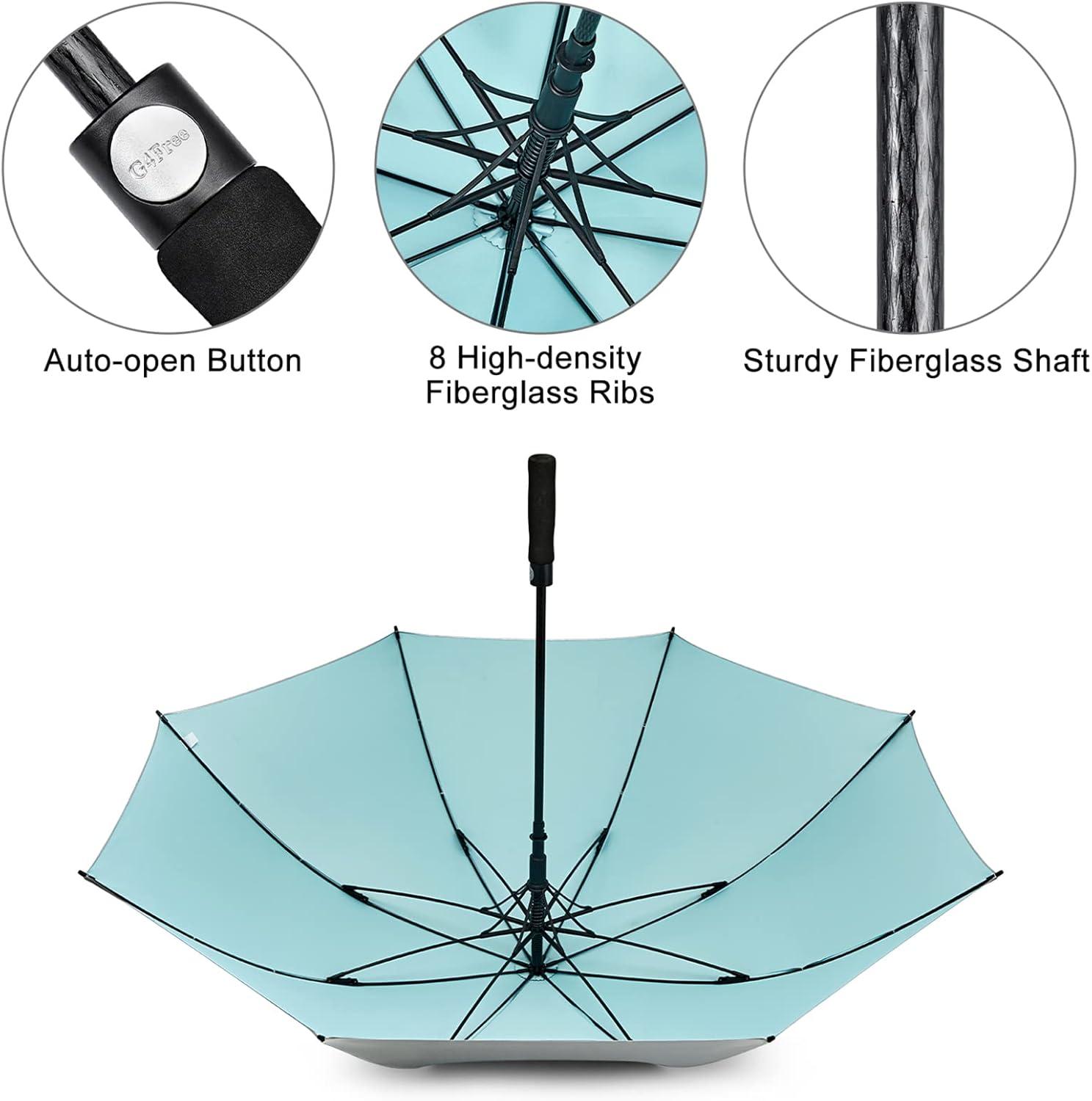 imageG4Free 5462 Inch Windproof UV Protection Golf Umbrella Extra Large Silver Coated Automatic Open Stick Long UmbrellaSilverLake Blue