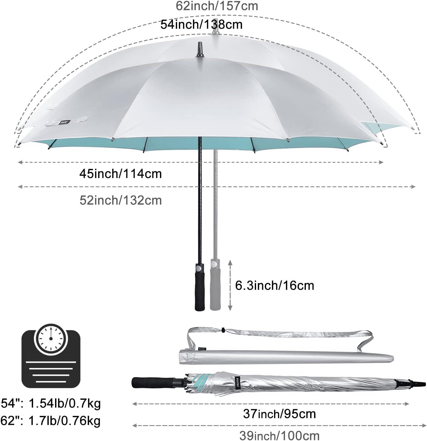 imageG4Free 5462 Inch Windproof UV Protection Golf Umbrella Extra Large Silver Coated Automatic Open Stick Long UmbrellaSilverLake Blue