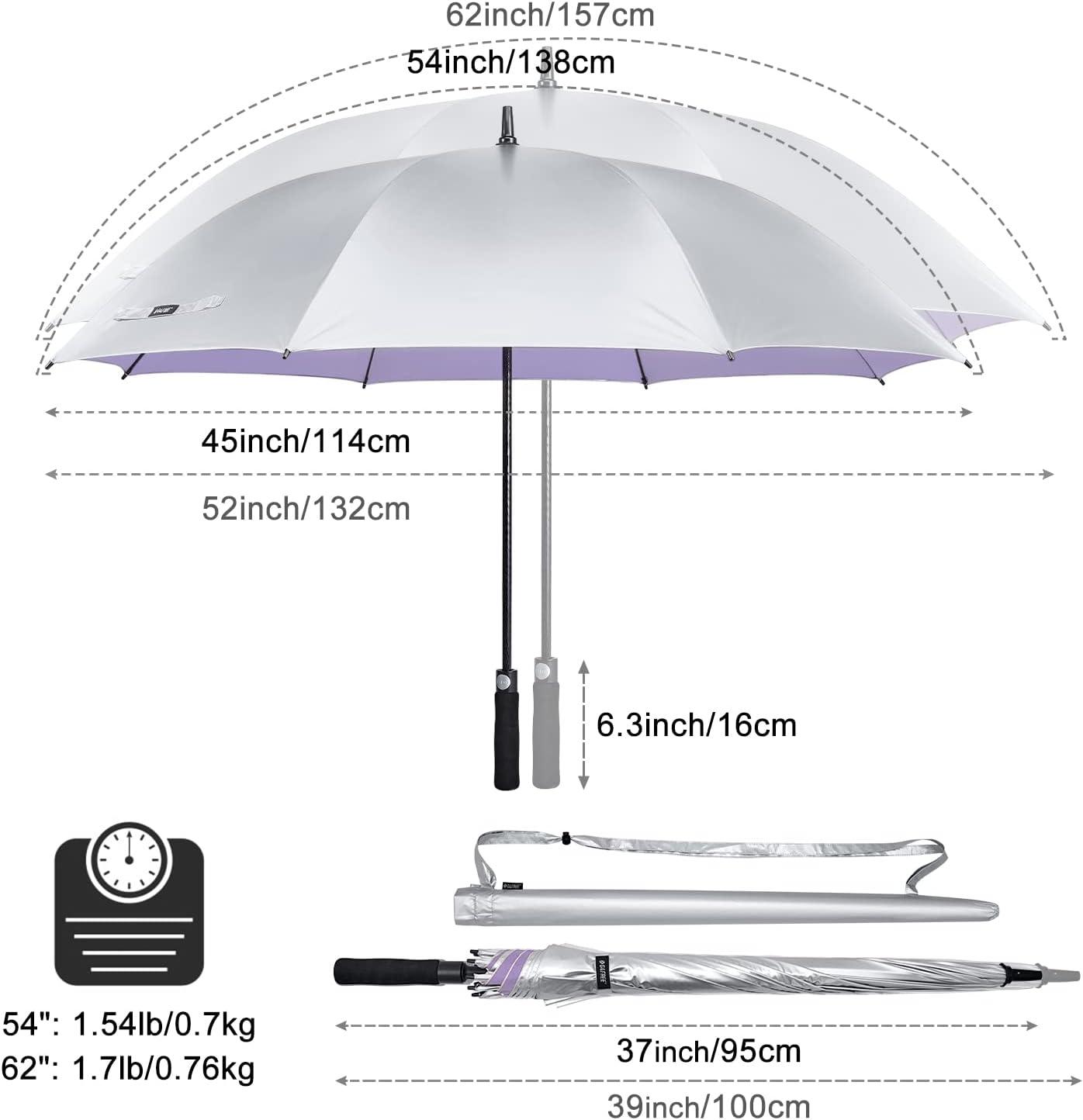 imageG4Free 5462 Inch Windproof UV Protection Golf Umbrella Extra Large Silver Coated Automatic Open Stick Long UmbrellaSilverLight Purple