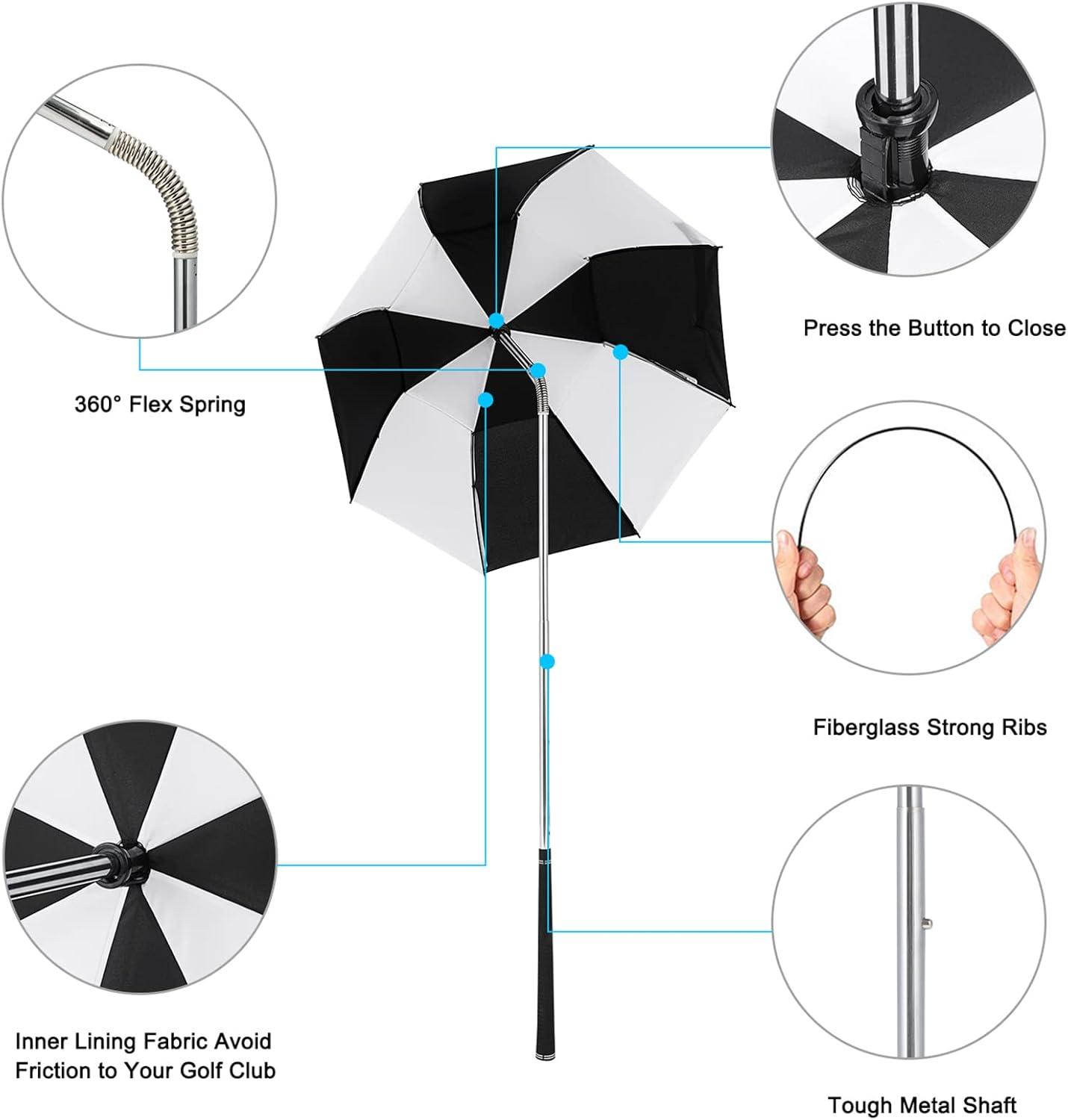 imageG4Free Golf Bag Umbrella for Club Protection Flex UmbrellaBlackWhite