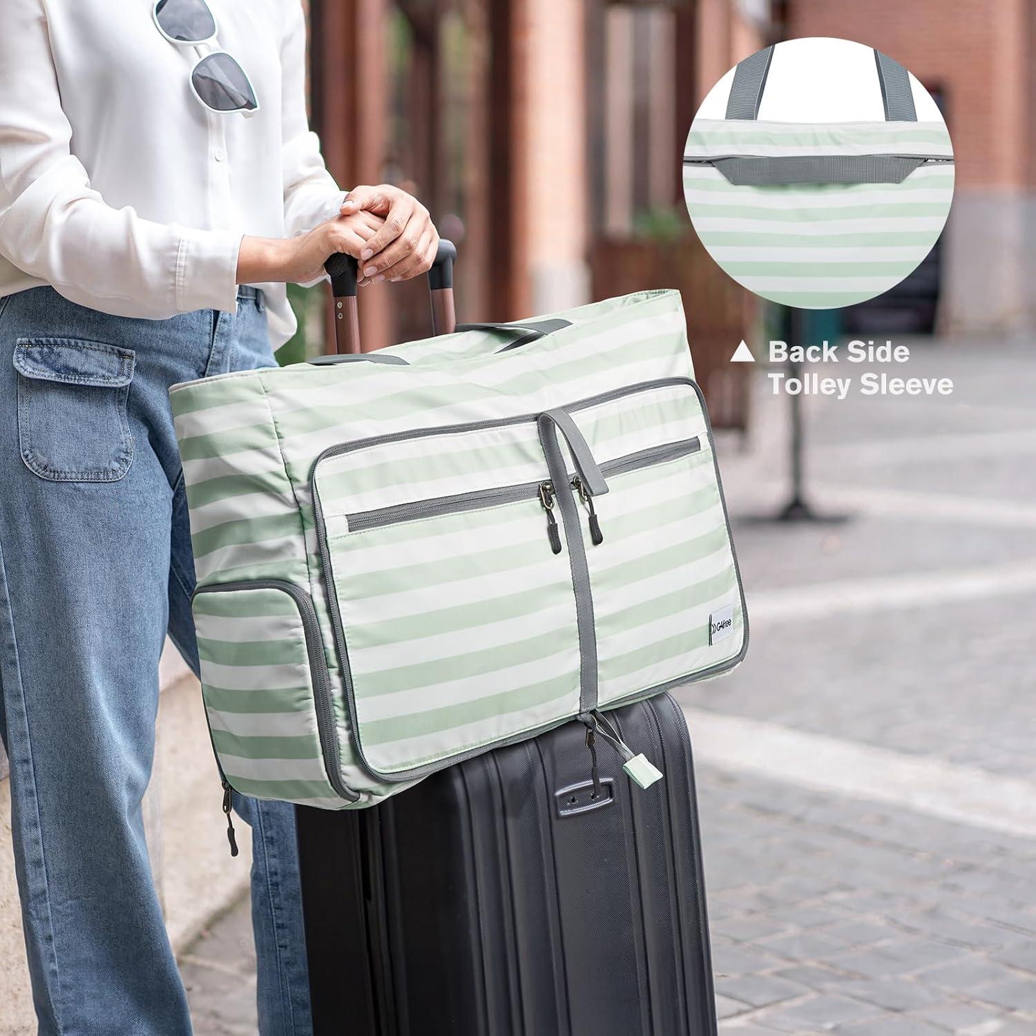 imageG4Free Large Beach Bag Foldable Tote with Zipper Waterproof Sandproof Pool BagLight Green