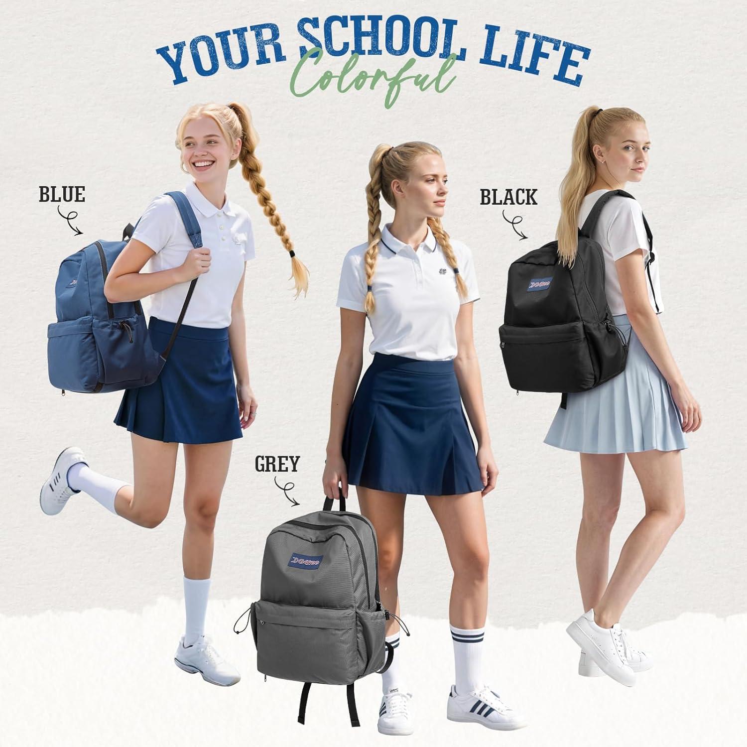 imageG4Free School Backpack Lightweight Bookbag with Laptop Compartment Multiple Pockets Backpack for College Sport TravelBlackGrey