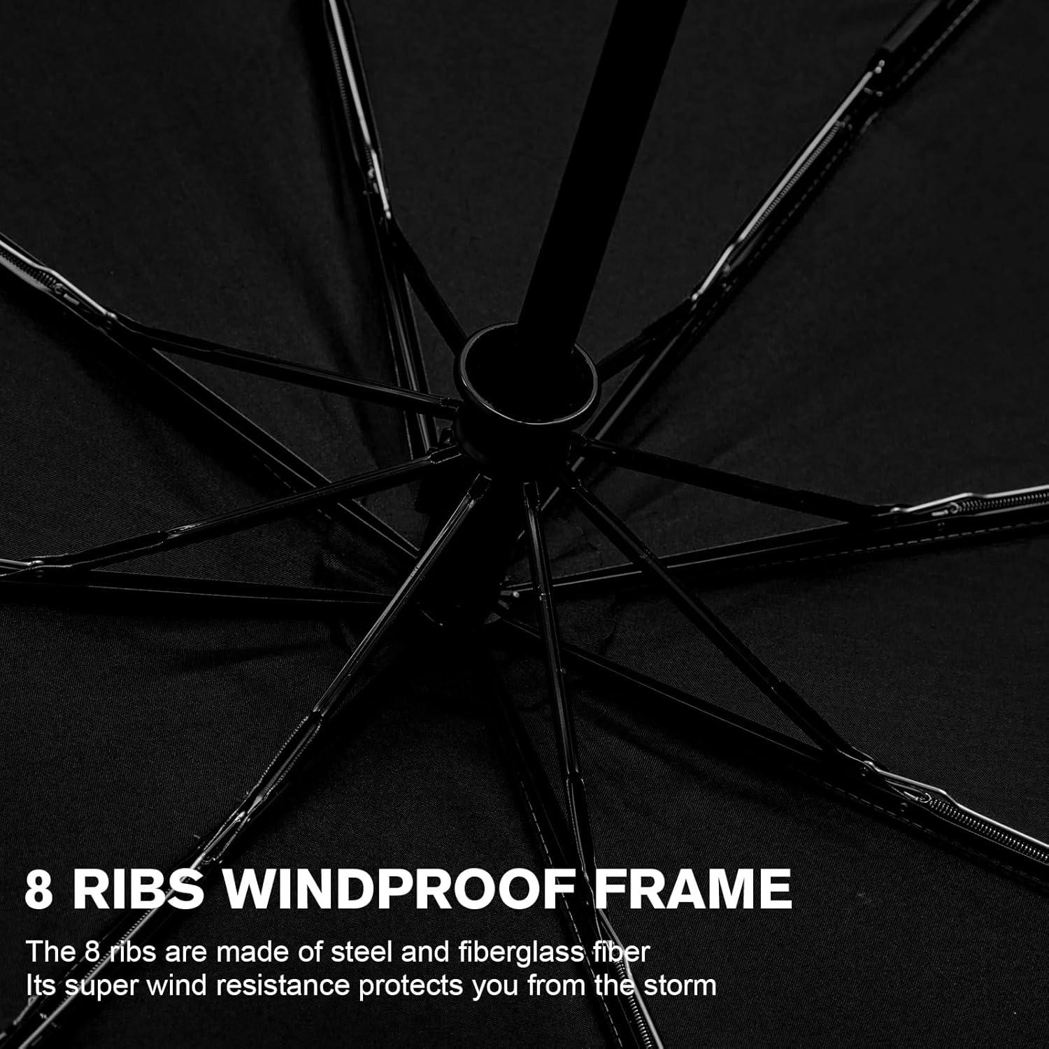imageG4Free UPF 50 UV Protection Large Travel Umbrella 46 Inch Double Layer Auto Open Close Windproof Sun Blocking UmbrellaBlack