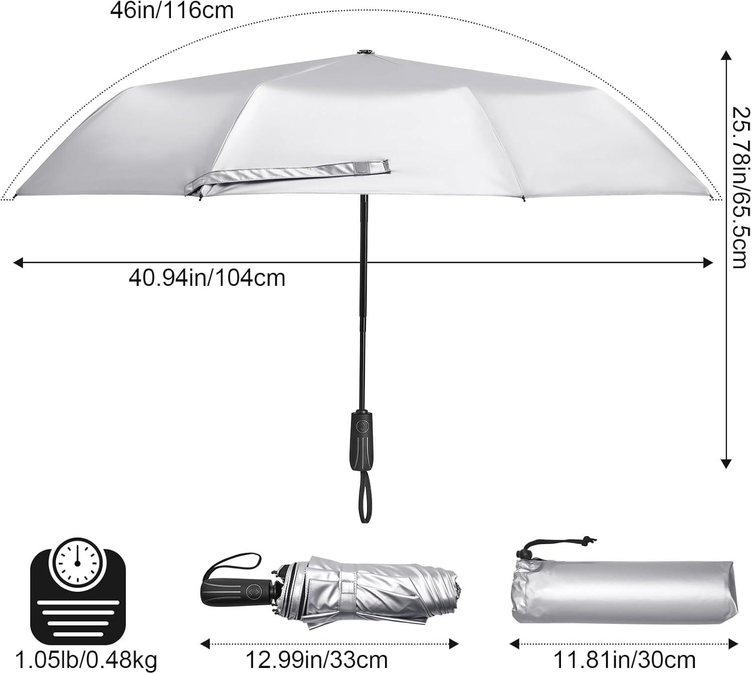 imageG4Free UPF 50 UV Protection Large Travel Umbrella 46 Inch Double Layer Auto Open Close Windproof Sun Blocking UmbrellaBlack