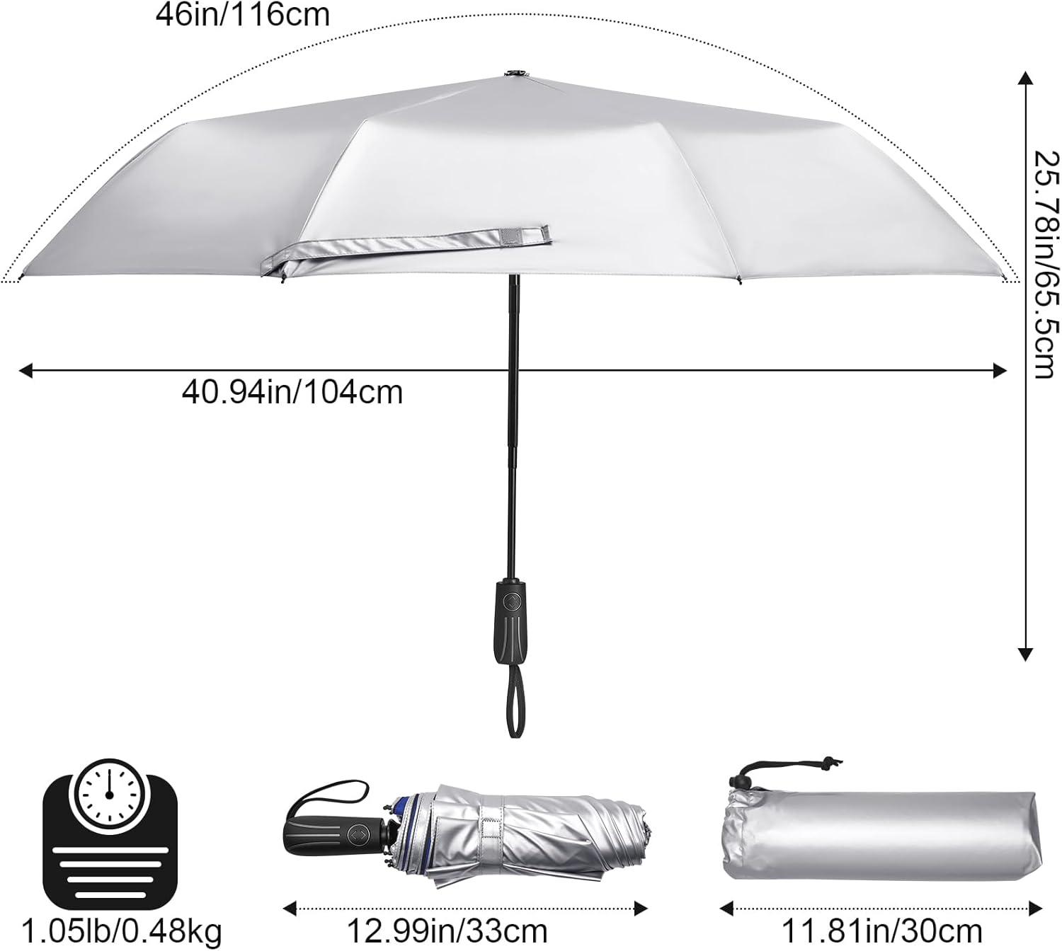 imageG4Free UPF 50 UV Protection Large Travel Umbrella 46 Inch Double Layer Auto Open Close Windproof Sun Blocking UmbrellaBlue