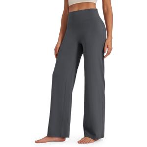 G4Free BareFeel No Front Seam Straight Leggings for Women High Waisted Wide Leg Yoga Pants 29″/31″/33″(Deep Grey)