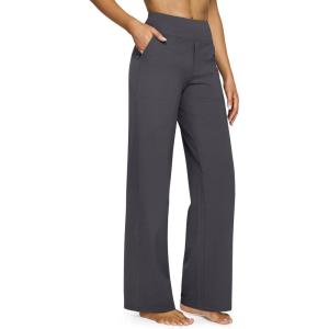 G4Free EverGoing Yoga Pants Women Wide Leg Pants with Pockets High Waist Stretch Dress Casual Sweatpants Petite/Regular/Tall(Dark Grey)