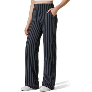 G4Free EverGoing Yoga Pants Women Wide Leg Pants with Pockets High Waist Stretch Dress Casual Sweatpants Petite/Regular/Tall(Grey and Black Stripe)