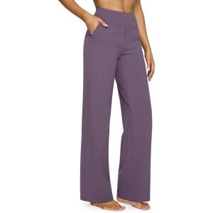 G4Free EverGoing Yoga Pants Women Wide Leg Pants with Pockets High Waist Stretch Dress Casual Sweatpants Petite/Regular/Tall(Potent Purple)