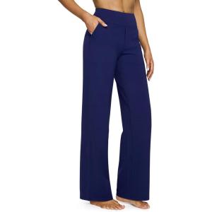 G4Free EverGoing Yoga Pants Women Wide Leg Pants with Pockets High Waist Stretch Dress Casual Sweatpants Petite/Regular/Tall(Royal Blue)