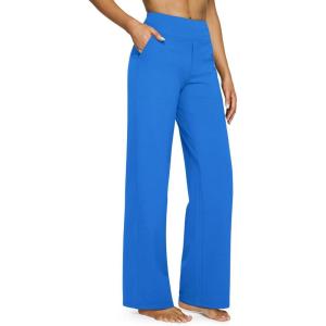 G4Free EverGoing Yoga Pants Women Wide Leg Pants with Pockets High Waist Stretch Dress Casual Sweatpants Petite/Regular/Tall(Strong Blue)