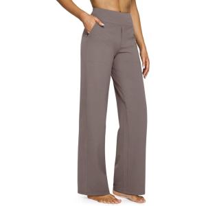 G4Free EverGoing Yoga Pants Women Wide Leg Pants with Pockets High Waist Stretch Dress Casual Sweatpants Petite/Regular/Tall(Taupe)