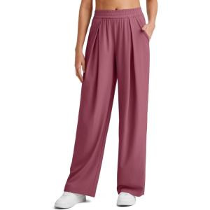 G4Free Flowy Wide Leg Palazzo Pants Women Lightweight Trendy Front Pleat Travel Pants Casual Summer(Wine)