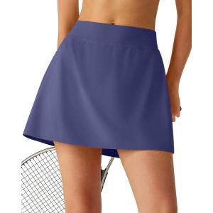 G4Free Lightweight Tennis Skirts for Women – 15″ Athletic Yoga Wasit Skirt Casual Golf Skorts Inner Shorts with 2 Pockets(Dusky Purple)