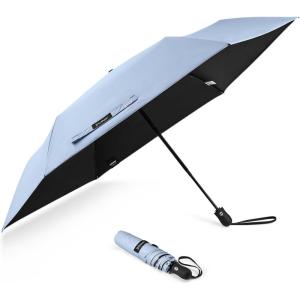G4Free Mini Ultralight Umbrella UPF 50+ UV Protection Compact Lightweight Travel Umbrella Super Slim Small Portable Automatic Open and Close,40 Inch(20D Sky Blue Plaid/Black)