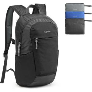 G4Free Packable Hiking Backpack 20L Lightweight Foldable Travel Daypack with Thickened Back Panel for Men Women(Black)(Black)