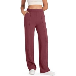 G4Free Smoofit Modal Soft Women Wide Leg Sweatpants Yoga Pants Casual Lounge Trousers Short/Petite/Regular/Tall/Extra Tall(Dark Burgundy)