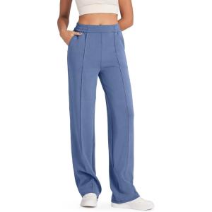 G4Free Smoofit Modal Soft Women Wide Leg Sweatpants Yoga Pants Casual Lounge Trousers Short/Petite/Regular/Tall/Extra Tall(Denim Blue)
