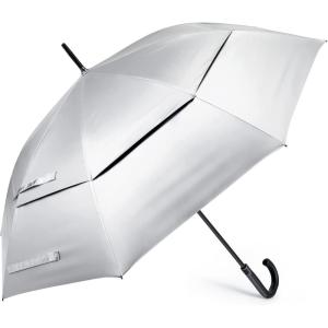 G4Free UPF 50+ 52 Inch UV Protection Umbrella, Automatic Open Hook Handle J Stick Golf Umbrellas for Rain, Sun & Wind Protection(Silver/Blue)