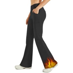 G4Free Fleece Lined Leggings Women Yoga Dress Pants with 4 Pockets Stretchy Work Pants Business Casual 29″/31″/33″(Black)