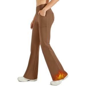 G4Free Fleece Lined Leggings Women Yoga Dress Pants with 4 Pockets Stretchy Work Pants Business Casual 29″/31″/33″(Dark Coffee)