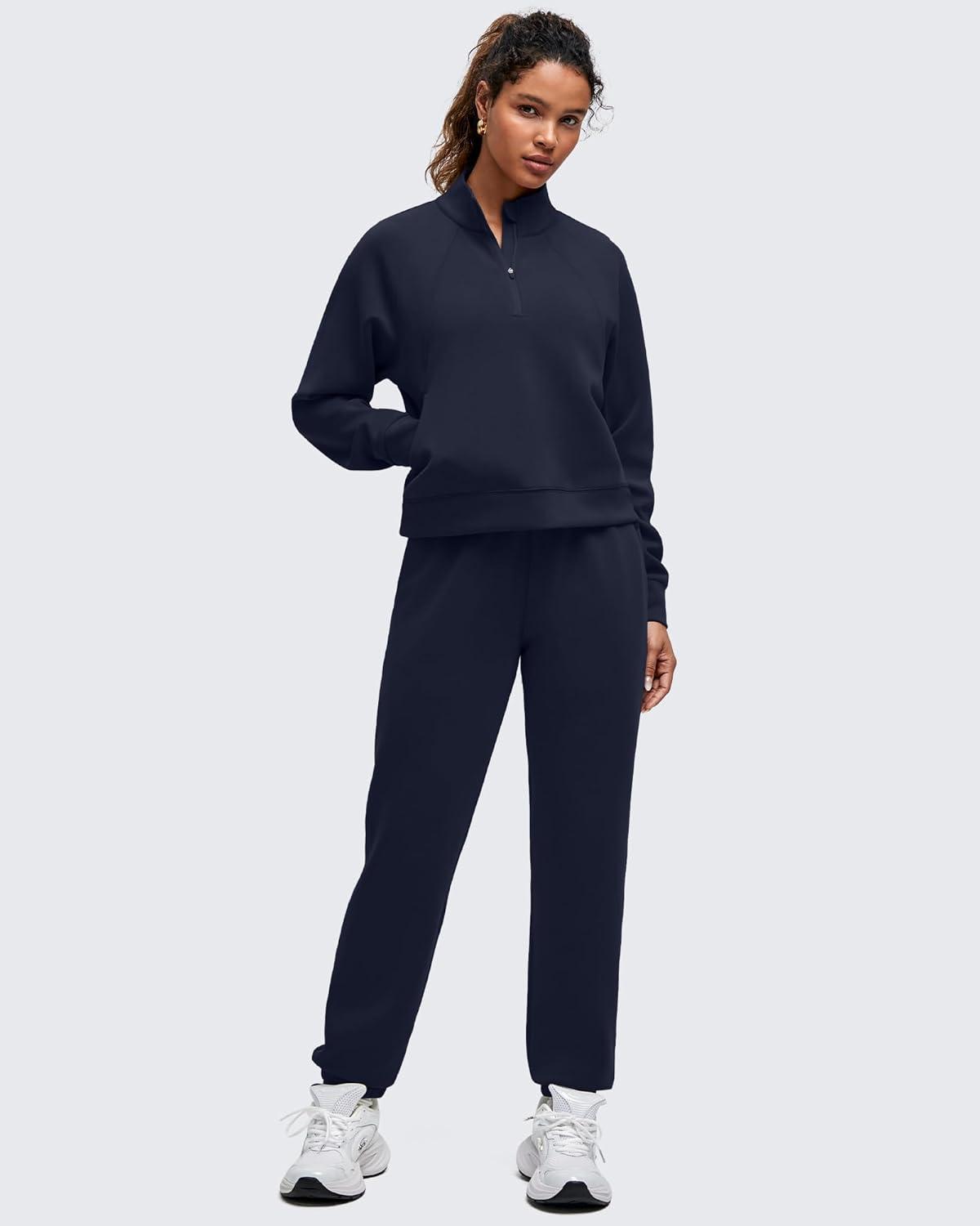 imageG4Free Smoofit Modal Soft Womens Sweatshirts HalfZip Pullover Mock Neck Casual Tops with PocketsDark Navy