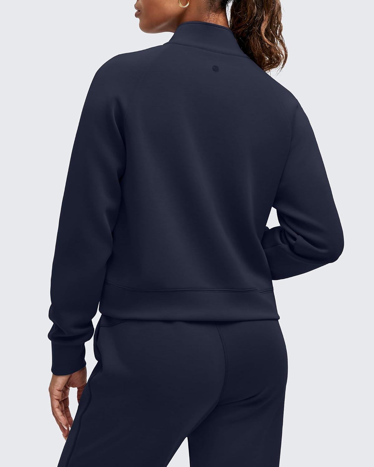 imageG4Free Smoofit Modal Soft Womens Sweatshirts HalfZip Pullover Mock Neck Casual Tops with PocketsDark Navy