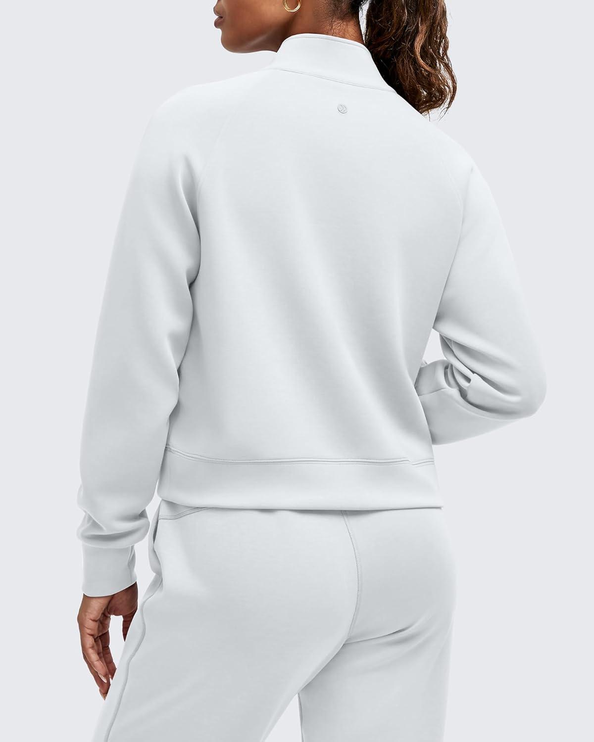 imageG4Free Smoofit Modal Soft Womens Sweatshirts HalfZip Pullover Mock Neck Casual Tops with PocketsLight Gray