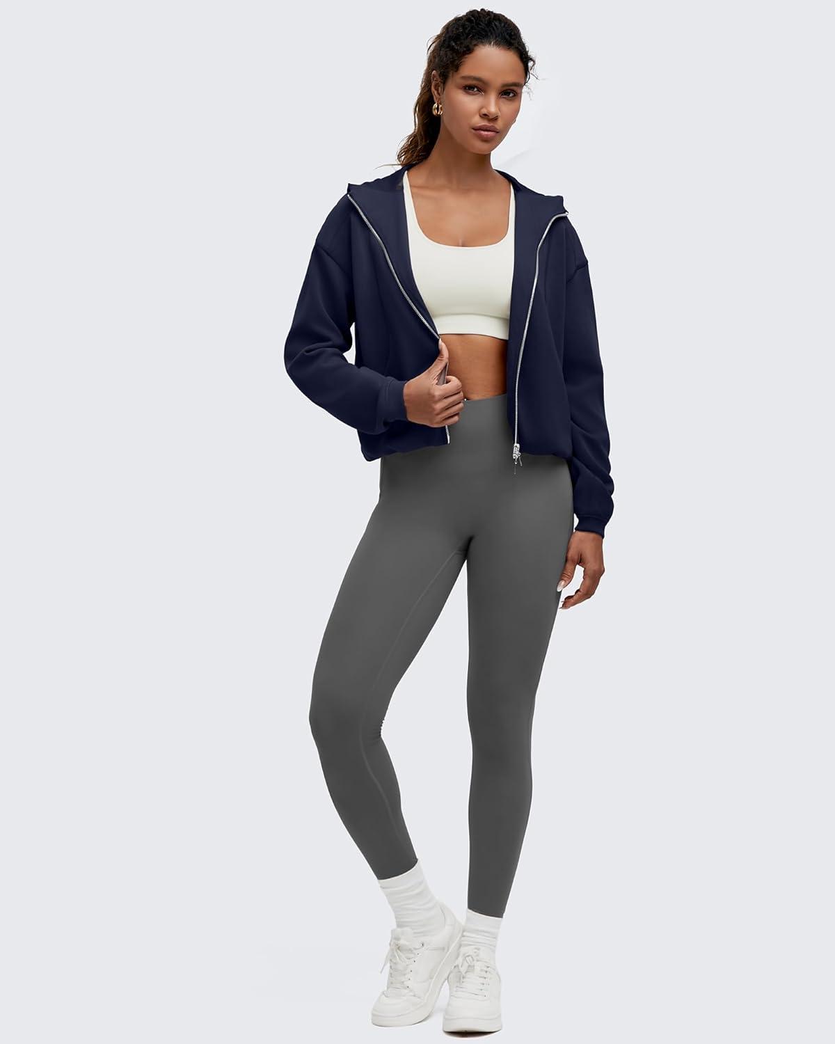 imageG4Free Smoofit Womens Two Way Full Zip Jackets Modal Soft Casual Hoodie with PocketsDark Navy
