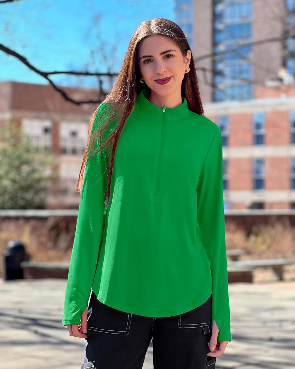 imageG4Free Womens UPF 50 Sun Shirts Lightweight Quick Dry Long Sleeve Workout Tops Lightweight Running PulloverForest Green