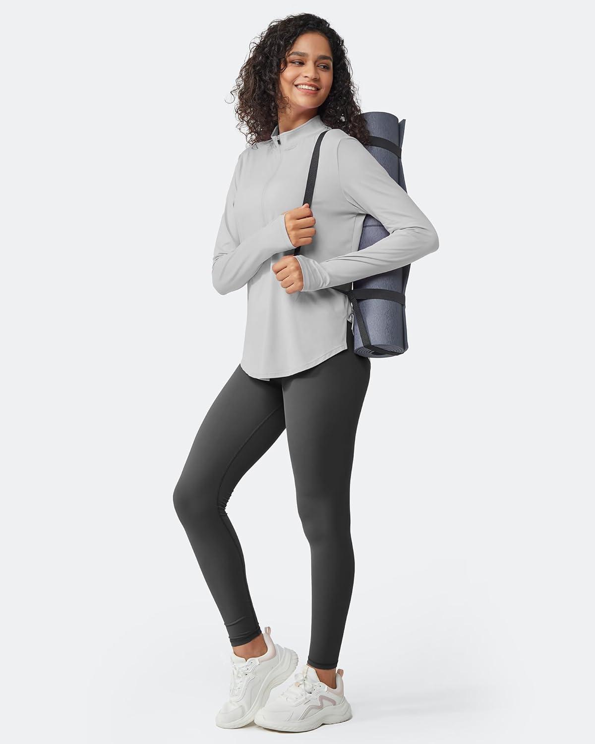 imageG4Free Womens UPF 50 Sun Shirts Lightweight Quick Dry Long Sleeve Workout Tops Lightweight Running PulloverGray