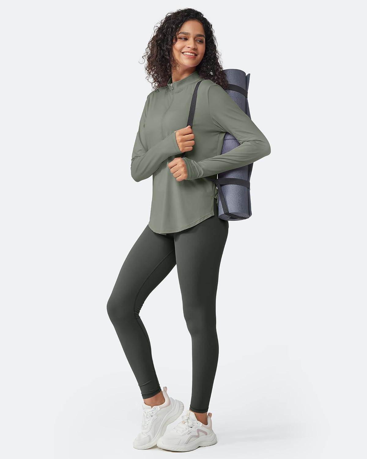 imageG4Free Womens UPF 50 Sun Shirts Lightweight Quick Dry Long Sleeve Workout Tops Lightweight Running PulloverGray Olive