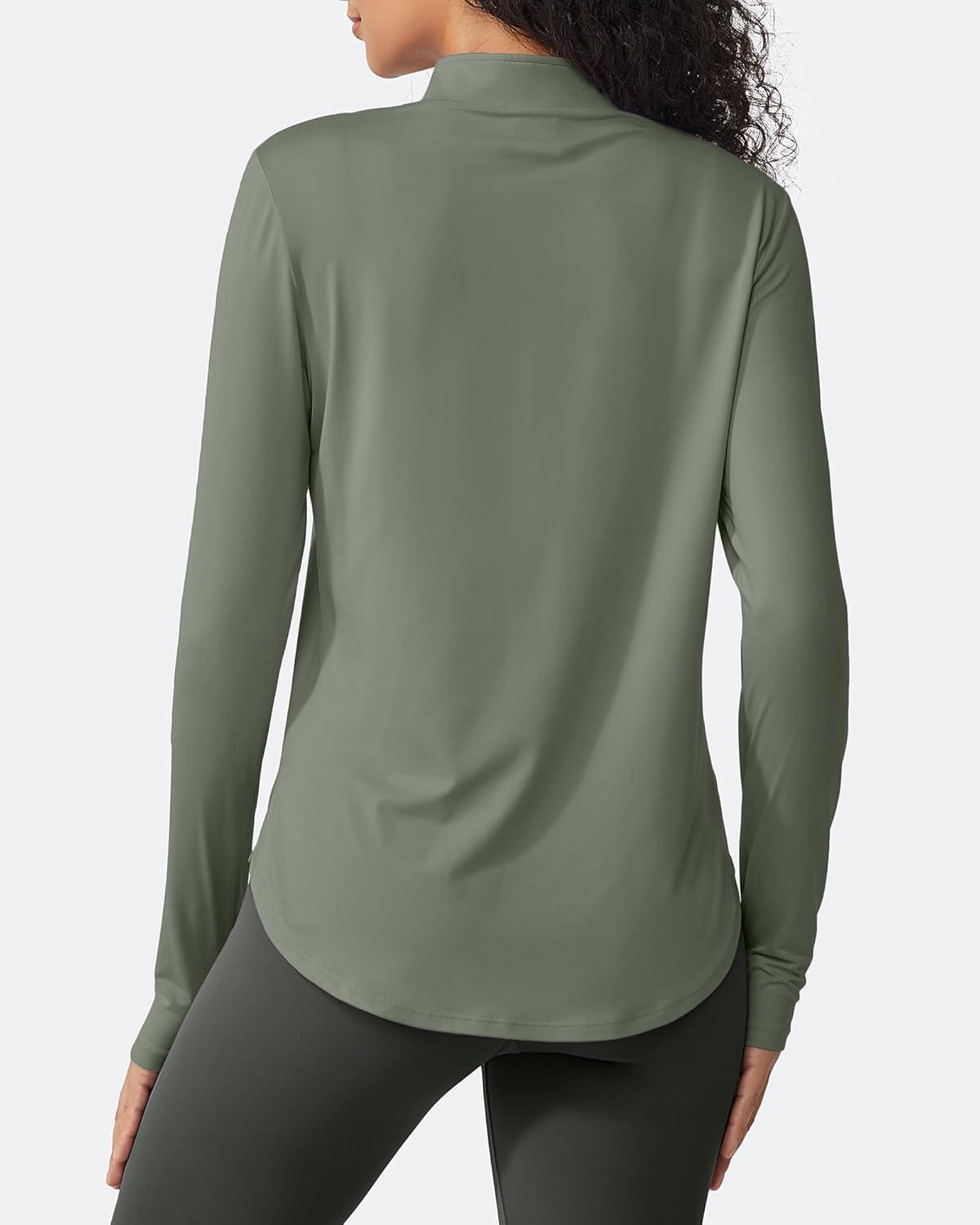 imageG4Free Womens UPF 50 Sun Shirts Lightweight Quick Dry Long Sleeve Workout Tops Lightweight Running PulloverGray Olive
