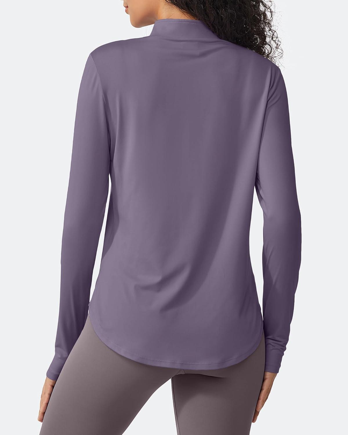 imageG4Free Womens UPF 50 Sun Shirts Lightweight Quick Dry Long Sleeve Workout Tops Lightweight Running PulloverGray Purple