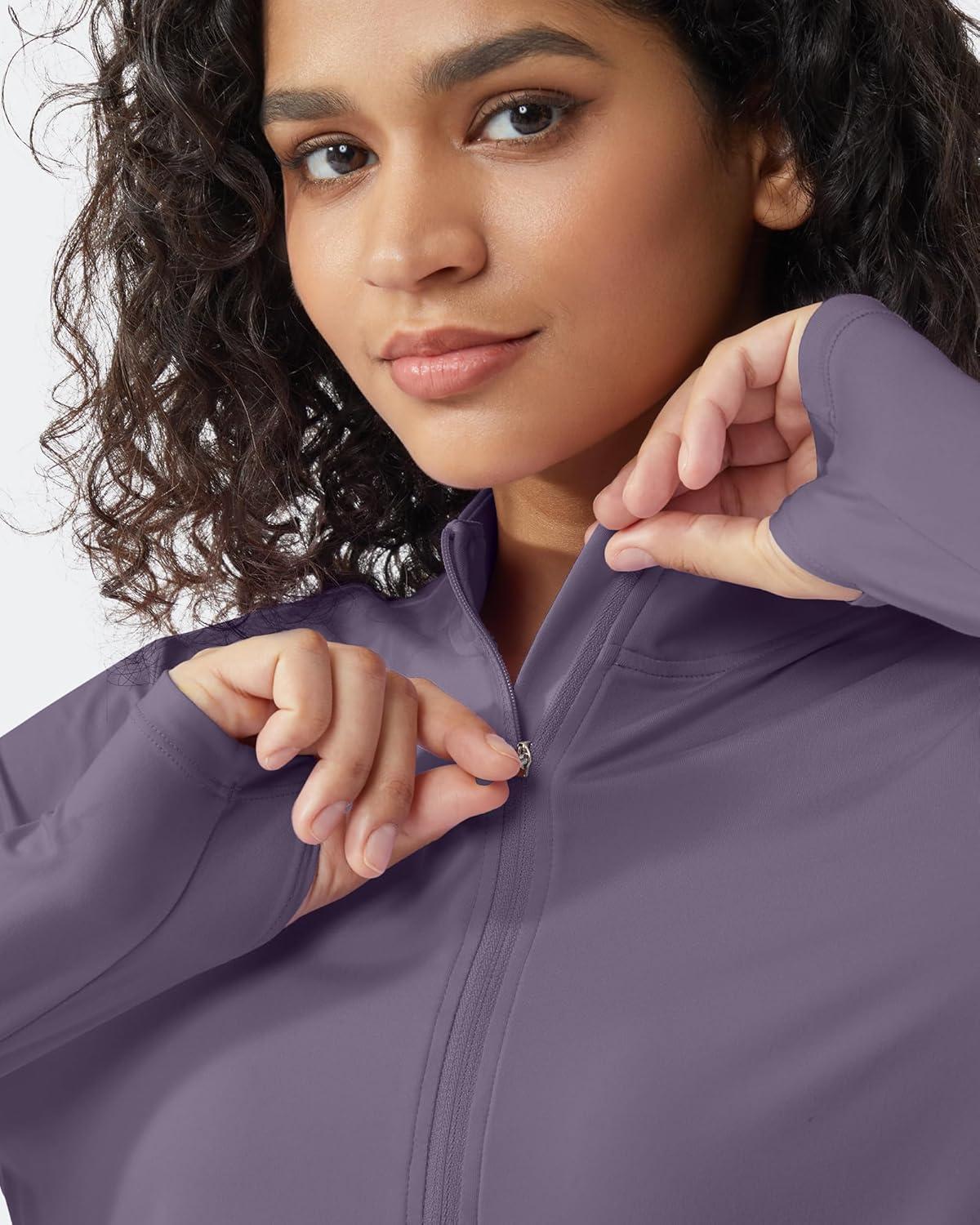 imageG4Free Womens UPF 50 Sun Shirts Lightweight Quick Dry Long Sleeve Workout Tops Lightweight Running PulloverGray Purple