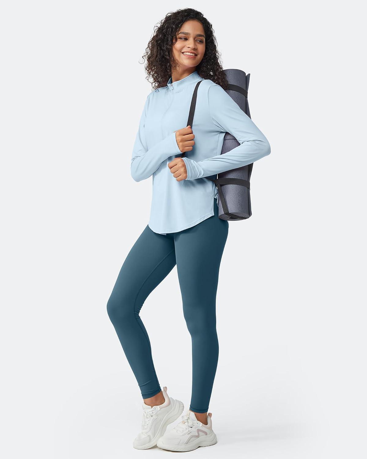 imageG4Free Womens UPF 50 Sun Shirts Lightweight Quick Dry Long Sleeve Workout Tops Lightweight Running PulloverLight Denim