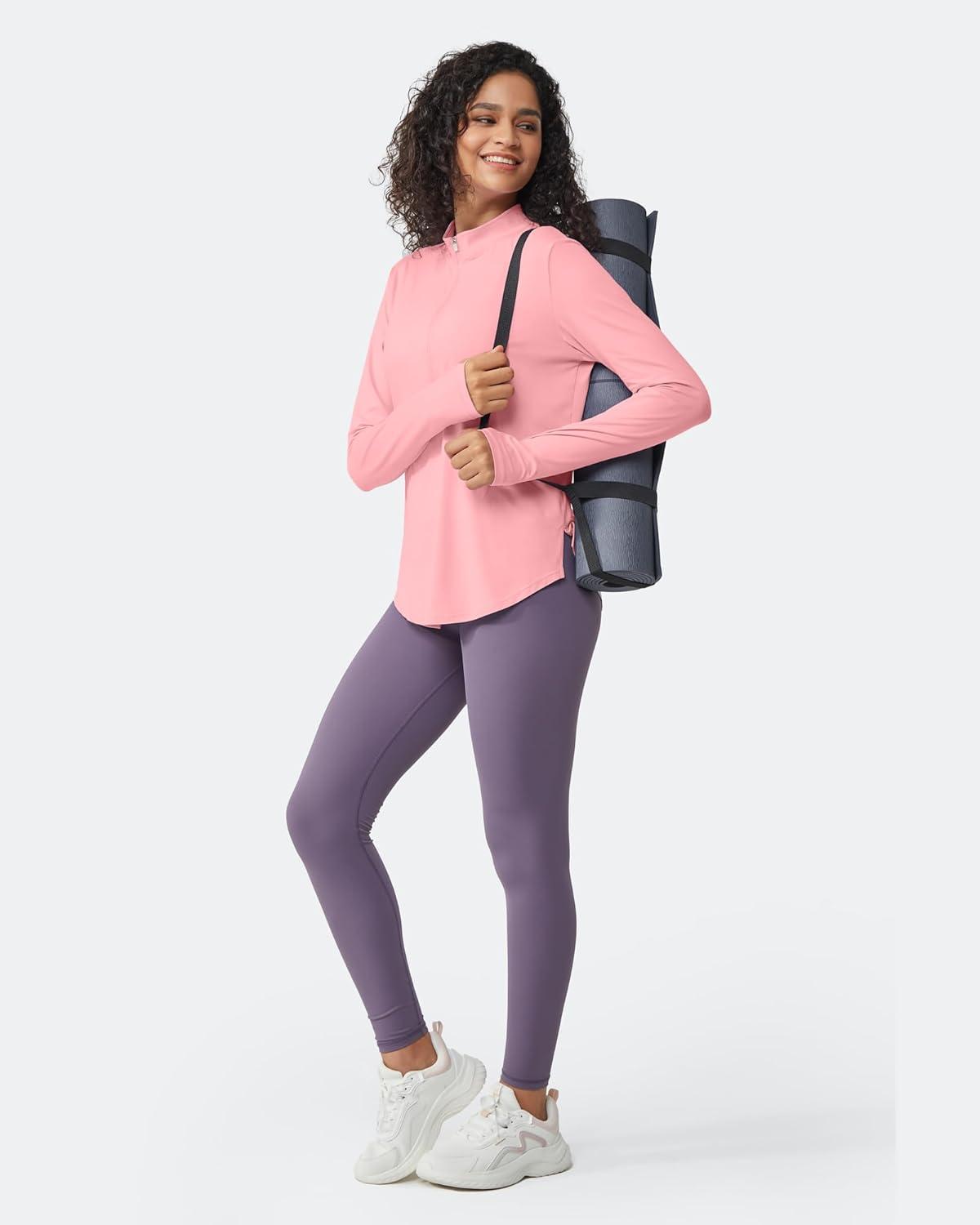 imageG4Free Womens UPF 50 Sun Shirts Lightweight Quick Dry Long Sleeve Workout Tops Lightweight Running PulloverPink