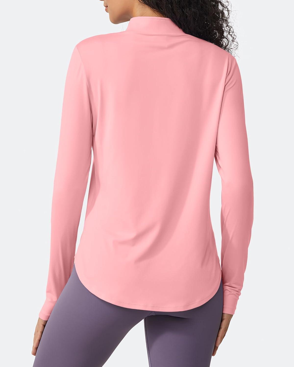 imageG4Free Womens UPF 50 Sun Shirts Lightweight Quick Dry Long Sleeve Workout Tops Lightweight Running PulloverPink