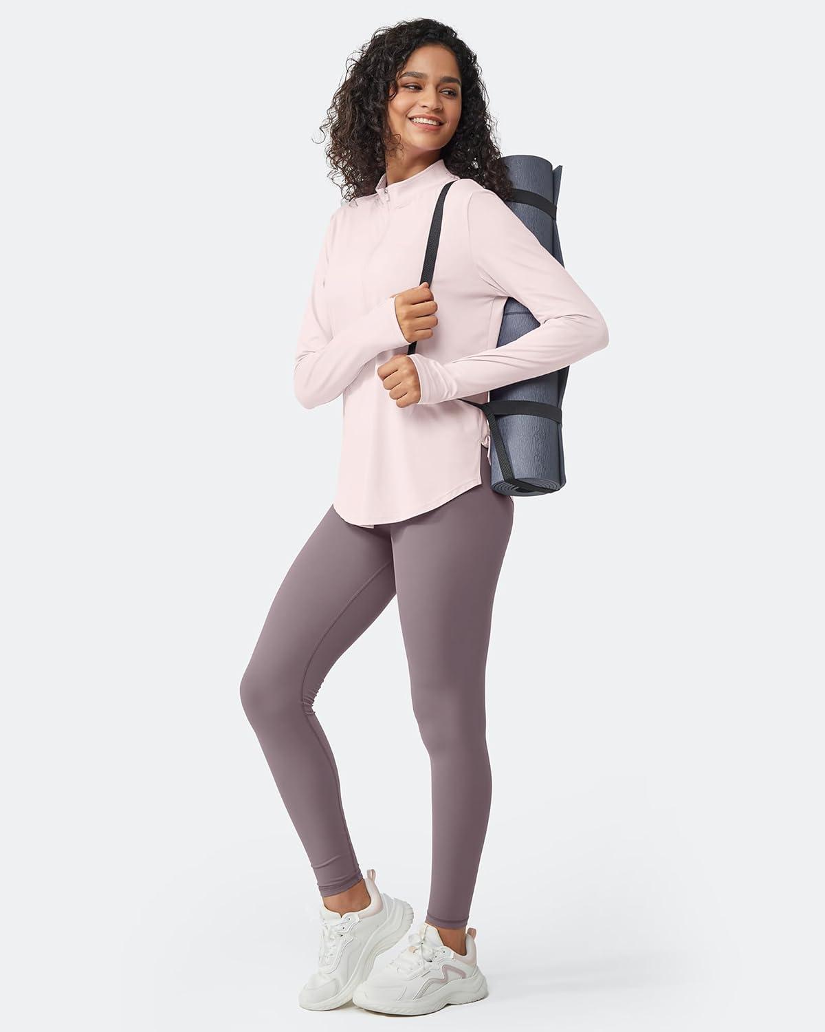 imageG4Free Womens UPF 50 Sun Shirts Lightweight Quick Dry Long Sleeve Workout Tops Lightweight Running PulloverSmoky Blush