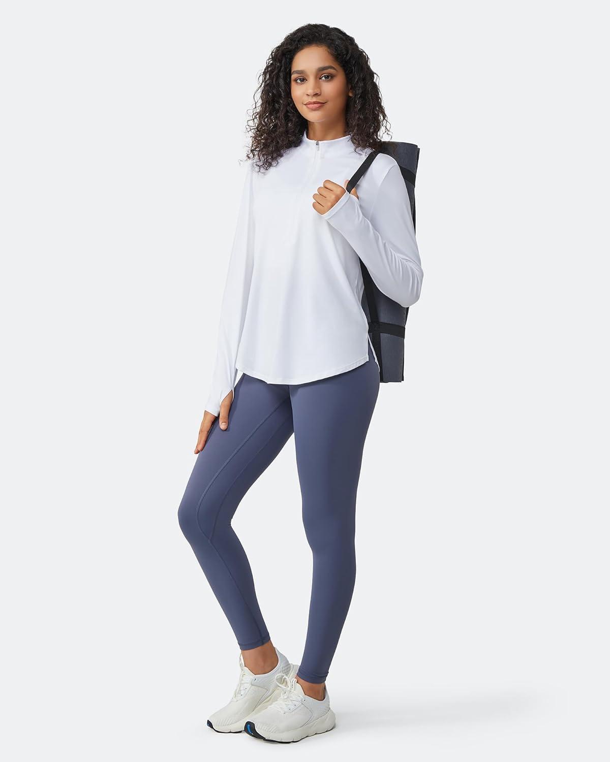 imageG4Free Womens UPF 50 Sun Shirts Lightweight Quick Dry Long Sleeve Workout Tops Lightweight Running PulloverWhite
