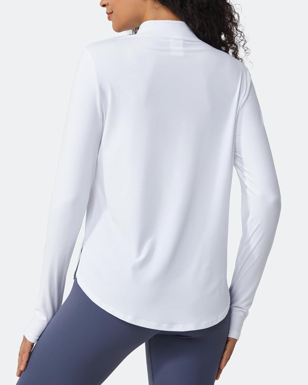 imageG4Free Womens UPF 50 Sun Shirts Lightweight Quick Dry Long Sleeve Workout Tops Lightweight Running PulloverWhite