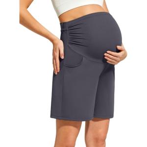 G4Free ShiftReady Maternity Shorts with Pockets Over The Belly Pregnancy Casual Summer Clothes(Dark Gray)