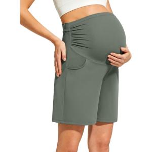 G4Free ShiftReady Maternity Shorts with Pockets Over The Belly Pregnancy Casual Summer Clothes(Gray Sage)