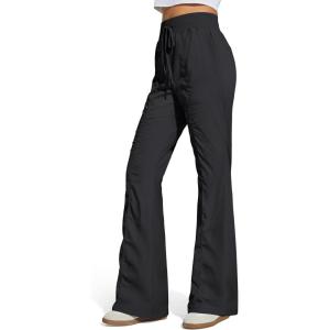 G4Free Breezeline Women’s Flare Leggings with Pockets High Waist Drawstring Casual Pants Outdoor(Black)