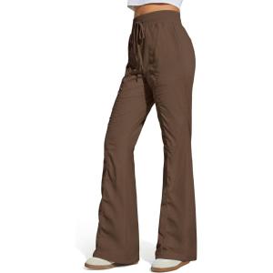 G4Free Breezeline Women’s Flare Leggings with Pockets High Waist Drawstring Casual Pants Outdoor(Lava Cake)