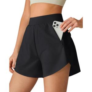 G4Free Chillwhisp Running Shorts for Women 2.5″ – Dolphin Elastic Waistband with Pockets for Athletic Gym Workout(Black)